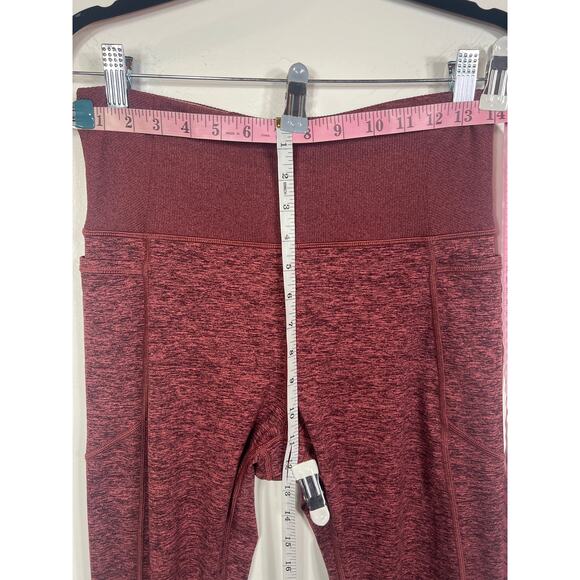 Athleta Exhale Stash Pocket Heel Tight Softluxe Legging Burgundy Wine Red Medium - Picture 10 of 11